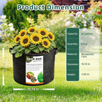 5 Pack 10 Gallon Thickened Grow Bags, Aeration Nonwoven Fabric Planting Bags - Image 2