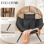 JAMFLY Egg Chair Wicker Outdoor Chairs, Oversized Patio Chair Oversized Lounger - Image 5