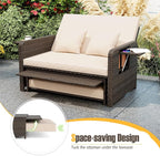 S AFSTAR Outdoor Daybed with Storage Ottoman, Wicker Chaise Lounge Chair with - Image 5