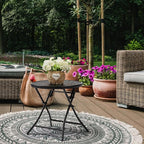 TeoKJ Folding Outdoor Side Tables, Anti Rust Small Patio Table Round Metal - Image 9
