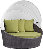 Modway Convene Wicker Rattan Outdoor Patio Retractable Canopy Round Poolside by Modway