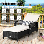 Tangkula Wicker Chaise Lounge Outdoor, Patio Rattan Reclining Chaise - Image 4