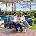 3 Seat Porch Swing, Wicker Patio Swing - Image 4