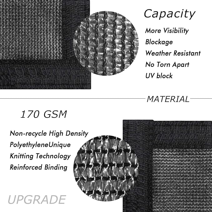 UPGRADE Privacy Fence Screen 6'x35' Black Outdoor 90% Visibility Blockage 170 - Image 2