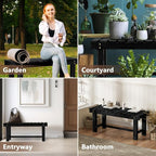 Nidouillet 35.5" Outdoor Garden Bench, Weatherproof Patio Benches 2-Person Seat - Image 6