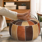 Thgonwid Unstuffed Moroccan Storage Pouf Foot Stool Ottoman Seat Handmade Faux - Image 9