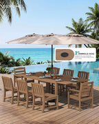 SERWALL 9-Piece Outdoor Dining Set, All Weather HDPE Outdoor Furniture Set - Image 4