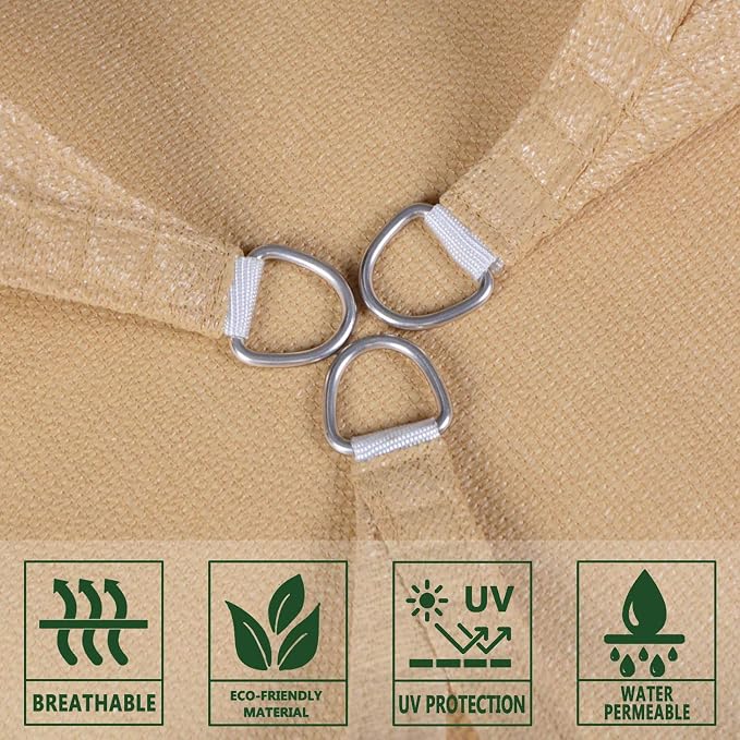 SUNLAX Sun Shade Sail 16' x 16' x 16' Sand Triangle Canopy Sail Shade Cover UV - Image 5