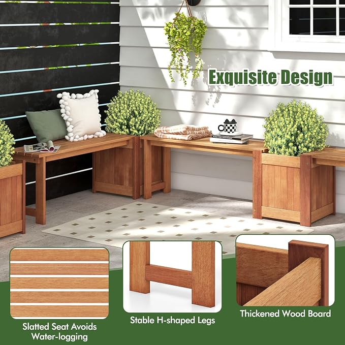 Giantex 2-in-1 Outdoor Bench - Image 9