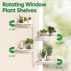 Rotating Window Shelves for Multiple Plants Indoor, 4-tier Metal Corner White - Image 3