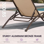 PURPLE LEAF Outdoor Oversized Chaise Lounge Chair Set of 3 Patio Pool Lounger - Image 7