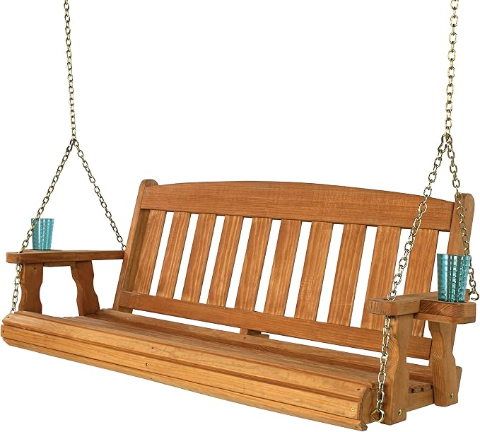 Amish Casual Heavy Duty Mission Treated Porch Swing, Cedar Stain, 8Ft Chains by AmishCasual