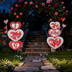 Lewondr 2 Pcs Valentine's Day Decorations Outdoor, Metal Solar Pathway Lights by Lewondr