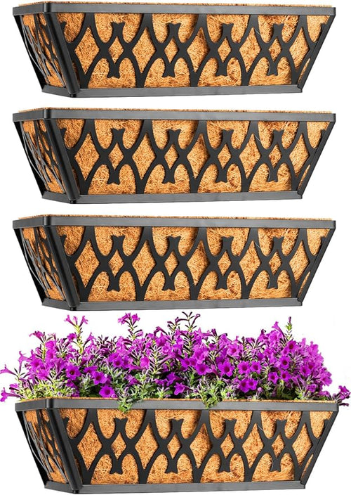 4 Pack 14 Inch Window Boxes Planters Railing Planter Box by KarlliuHOMEGARDEN