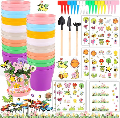 32 Set Garden Plastic Pot Craft Kit DIY Flower Plant Crafts Nursery Pots by Aweyka