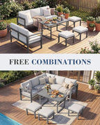 AECOJOY Aluminum Patio Furniture Set, 8 Seats Modern Outdoor Furniture - Image 7