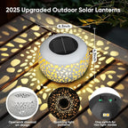 Solar Lanterns Outdoor Waterproof: 4 Pack White Hollow Out Metal Solar Lights - Image 4
