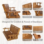 Wooden Porch Swing 2-Seater, High Backrest and Deep Seat, Bench Swing - Image 5
