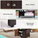 Outsunny Wicker Outdoor Storage Cabinet, Rattan Outdoor Bar Table - Image 7