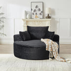 Oversized Round Chaise Longue Chair Indoor, Modern 55-inch Upholstered Corduroy - Image 9