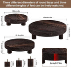 3 Pcs Wood Plant Stand Indoor Outdoor, Round Wood Riser - Image 4