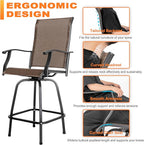 NUU GARDEN 3 Piece Patio Bar Set, Textilene Bar Stools Set, All Weather Outdoor - Image 5