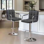 Yaheetech Bar Stools Set of 2, Adjustable PU Leather Swivel Barstools, Modern - Image 2