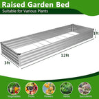 2PCS 12x3x1ft Galvanized Raised Garden Bed Kit, Metal Planter Box - Image 2