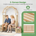 Giantex Outdoor Bench with Garden Arch & Planters, Wooden Pergola Archway - Image 4
