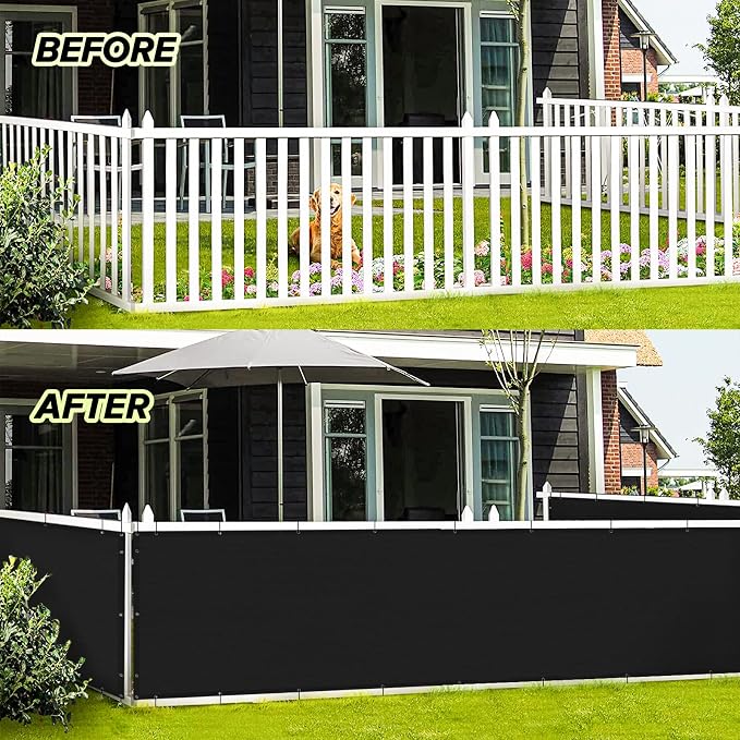 LOVE STORY 2.5' x 10' Black Balcony Screen Privacy Fence Cover UV Protection - Image 3