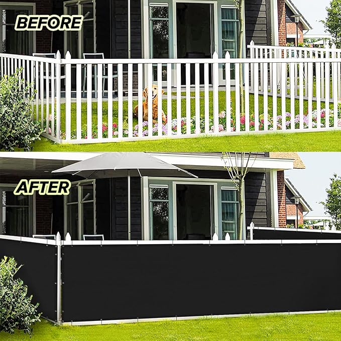 LOVE STORY 3'x12' Black Balcony Screen Privacy Fence Cover UV Protection - Image 3