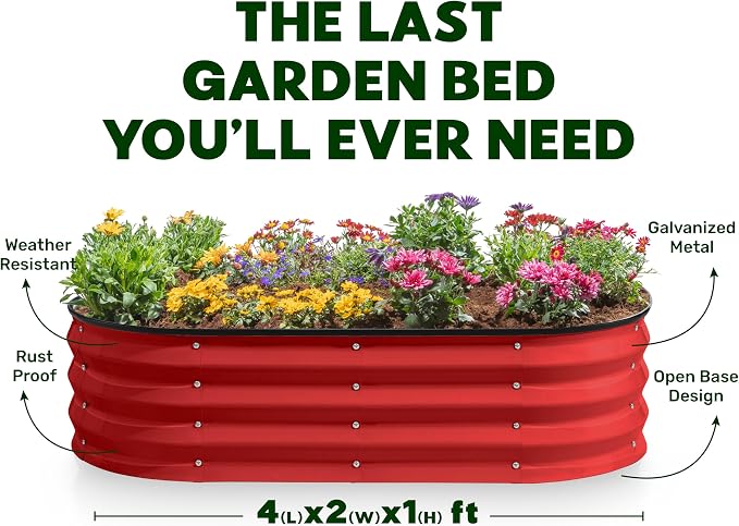 Plant & Plot Galvanized Raised Garden Beds Outdoor // 4×2×1 ft Planter Raised - Image 4
