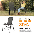 VINGLI Patio Chairs Set of 4 – Stackable Outdoor Dining Chairs - Image 7