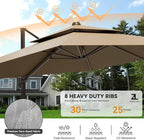 9x12FT Brown Cantilever Outdoor Patio Umbrella - Image 4