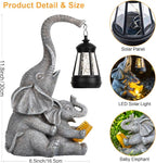 Solar Garden Statue Lights Loving Elephants Figurine - Image 6
