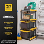 BLACK & YELLOW 4-Tier Heavy Duty Plastic Storage Shelves that Support up to - Image 4