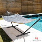 Double Hammock with Stand Included, Portable Hammock with Curved Spreader Bar - Image 2