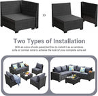 Jing's Villa 8-Piece Patio Furniture Set, All-Weather Outdoor Wicker Sectional - Image 8