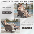 3 Pieces Zero Gravity Wicker Patio Recliner Chairs Set of 2 - Image 5