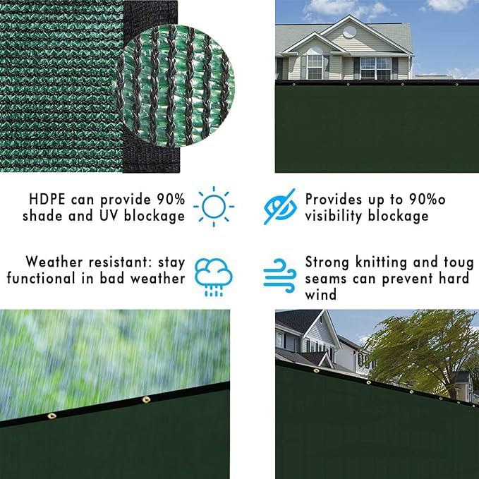 UPGRADE Privacy Fence Screen 3'x26' Dark Green Outdoor 90% Visibility Blockage - Image 6