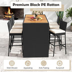 Tangkula 7 Piece Patio Wicker Bar Set, Patiojoy Outdoor Acacia Wood Bar Height - Image 9