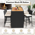 7 Piece Patio Wicker Bar Set, Rattan Bar Stools Set - Image 4