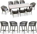 PURPLE LEAF 9 Pieces Outdoor Dining Set Patio Table and Chairs Set Aluminum by PURPLELEAF