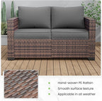 Amopatio Patio Loveseat, Outdoor Furniture 2-Seat Wicker Porch Furniture - Image 5