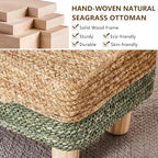 Wimarsbon Natural Seagrass Footstool Ottoman Rectangular Footrest Pouf Ottomans - Image 4