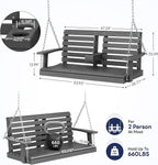 KINGYES Outdoor Hanging Patio Swing Chair Set of 2, 2 Seat Bench - Image 3