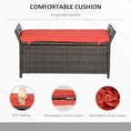 Outsunny 29 Gallon Patio Wicker Storage Bench, Outdoor PE Rattan Patio Furniture - Image 5