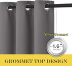 NICETOWN Grey Blackout 108 inch Curtains - Image 3