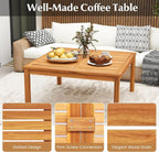 Tangkula Patio Wood Coffee Table, Solid Acacia Wood 35.5 Inches Side Table - Image 7