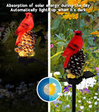 Cardinal Decor Solar Garden Decor Waterproof Red Bird Figurine Solar Stake - Image 3